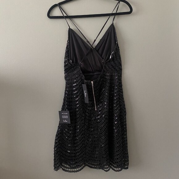 NWT Lulu's Black Sequin Mini Dress, Size Small - Picture 6 of 14